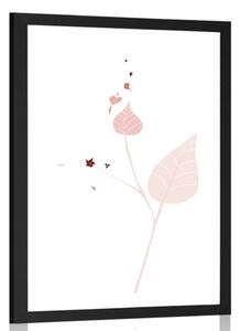 Poster cu passepartout frunze în design simplu