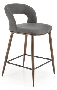 Scaun bucatarie insula H114, gri/nuc, stofa clasica/otel, 48x52x92 cm