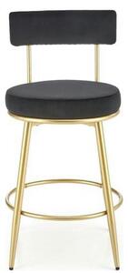 Scaun bar H115, negru/auriu, stofa catifelata/otel, 45x54x90 cm