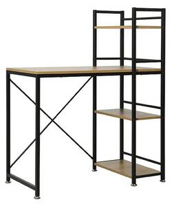 Birou B-036, stejar/negru, PAL/metal, 90x50x76/114 cm
