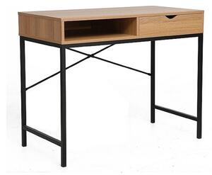Birou B-027, stejar/negru, PAL/metal, 95x48x76 cm