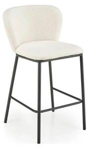 Scaun bar H119, crem/negru, stofa buclata/otel, 54x53x92 cm