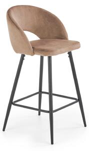 Scaun de bar bej H96, stofa catifelata/otel, 48x49x89 cm