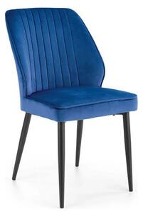 Scaun tapitat K432, albastru, stofa catifelata, 48x57x85 cm