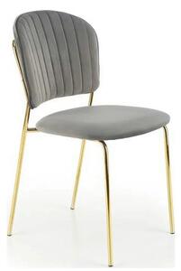 Scaun tapitat K499, gri/auriu, stofa catifelata, 47x56x85 cm