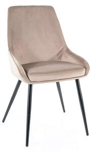 Scaun pentru living COBE, bej/negru, stofa catifelata/metal, 49x43x85