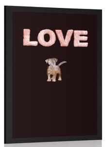 Poster cățel cu inscripție Love