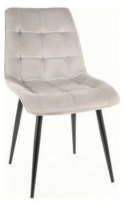 Scaun CHIC, gri deschis/negru, stofa catifelata/metal, 50x58x88 cm