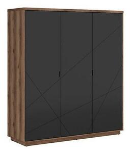 Dulap Fivale 116, Stejar Delano închis, Negru mat, 201x180x57cm, 157.5 kg, Uși dulap: Cu balamale, Numărul de rafturi: 4, Numărul de rafturi: 4