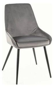 Scaun COBE, stofa catifelata gri/negru, 49x43x85 cm