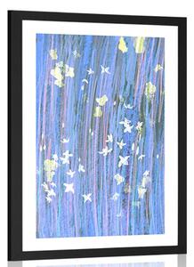 Poster cu passepartout abstracția florilor în design violet