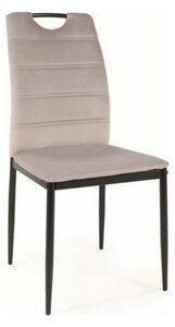 Scaun RIP, gri deschis/negru, stofa catifelata/metal, 44x38x92 cm