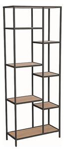 Etajera COSTA A, stejar/negru, PAL/metal, 70x30x178 cm