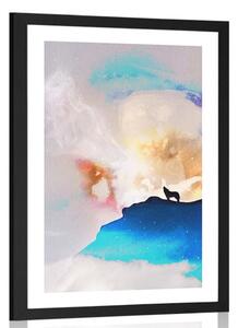 Poster cu passepartout abstracție lupului urlător