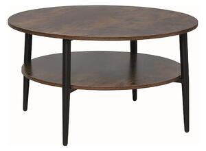 Masuta cafea ELLA A, maro rustic/negru mat, PAL/metal, 80x45 cm