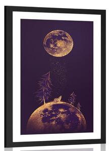 Poster cu passepartout pădure misterioasă din tărâmul planetelor
