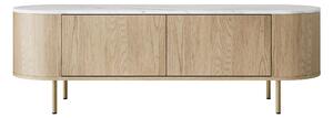 Comodă TV Comfivo Livtena, Stejar, Marmură albă, Auriu, MDF, PAL laminat, 45x139x40cm, 23.5 kg