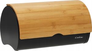 Cutie emailata de paine, capac din bambus, negru-maro, 38x25x8 cm, JollyMag, NEL8893