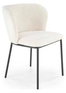 Scaun tapitat crem K518, crem, stofa buclata/metal, 57x59x75 cm