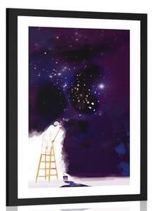 Poster cu passepartout pictorul galaxiei