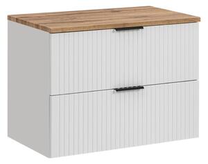 Mască suspendată cu blat pentru chiuveta de la baie Adel, alb/stejar (60 cm)