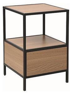 Noptiera GEO S, stejar/negru mat, PAL/metal, 40x40x59 cm