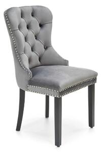 Scaun tapitat dining MIYA, gri/negru, stofa catifelata, 54x60x100 cm