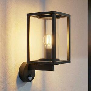 Lucande Lampa de exterior Ferda, senzor în partea superioară, antracit, reglabil, Negru, Aluminiu, Modern, Perete unghiular