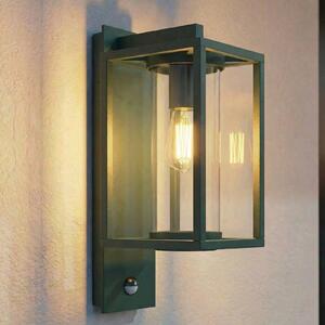 Lucande Lampa de exterior Ferda, senzor în partea inferioară, verde, reglabil, Verde, Aluminiu, Modern, Perete unghiular