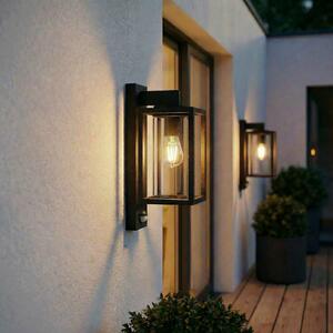 Lucande lampă de perete exterior Ferda, set 2, antracit senzor IP44, reglabil, Negru, Aluminiu, Modern, Perete unghiular
