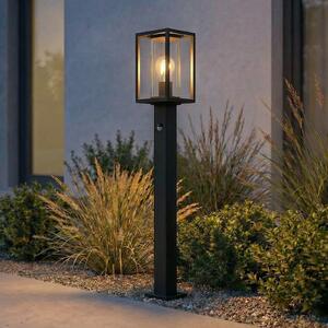 Lucande bornă luminoasă Ferda, 100 cm, senzor, antracit, IP44, Negru, Aluminiu, Modern