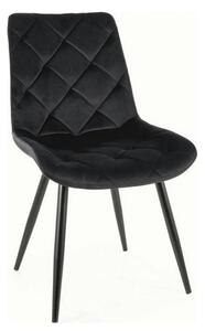Scaun RALPH, negru, stofa catifelata/metal, 51x42x88 cm
