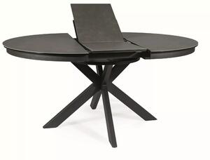 Masa rotunda extensibila 120 cm PORTO, gri inchis/negru mat, sticla se