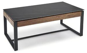 Masuta cafea RAMONA, negru cu efect de marmura/nuc, 121x61x45 cm