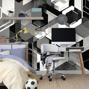 Tapet geometrie în design alb-negru