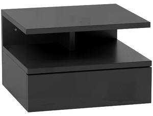 HOMCOM Noptiere Suspendate cu Sertar și Raft Superior din Lemn, 35x32x22,5 cm, Negru | Aosom Romania