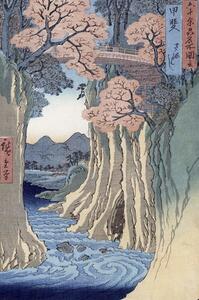 Reproducere The monkey bridge in the Kai province,, Ando or Utagawa Hiroshige
