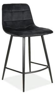 Scaun bar MILA H-2, negru, stofa catifelata/metal, 43x38x87 cm