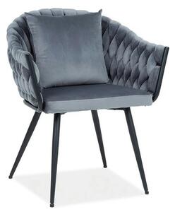 Scaun NUVO, gri/negru, stofa catifelata,metal, 62x47x86 cm