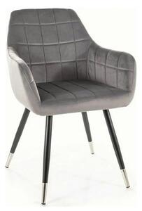 Scaun NUXE, gri/negru, stofa catifelata/metal, 56x42x83 cm
