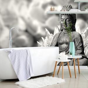 Fototapet Buddha liniștit în alb-negru