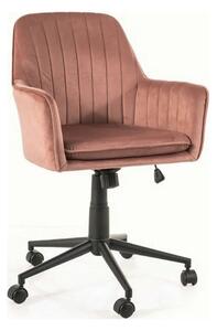 Scaun birou Q-886, roz antic/negru, stofa catifelata/metal, 55x44x83/9