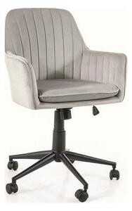 Scaun birou moale Q-886, gri deschis, stofa catifelata/metal, 58x44x83