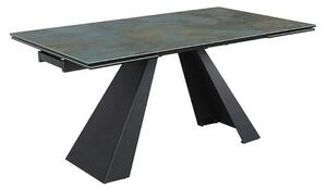 Masa extensibila SALVADORE CERAMIC, turcoaz/negru mat, sticla securiza