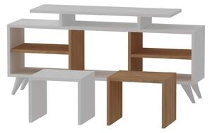 Mobilier living KUTAY, alb/stejar artisan, PAL melaminat, 3 piese, 120