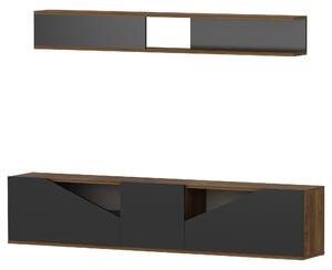 Mobilier living TAC, negru/nuc, PAL melaminat, 2 piese