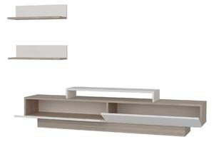 Mobilier living LUSI, alb/stejar, PAL melaminat, 3 piese