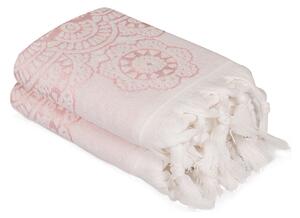 Set 2 prosoape baie MARCELLO, roz/alb, bumbac, 50x90 cm