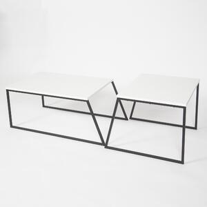 Set 2 masute cafea 855DTE2915, alb/negru, PAL melaminat/metal