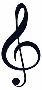 Decoratiune perete TREBLE CLEF, negru, metal, 28x59 cm